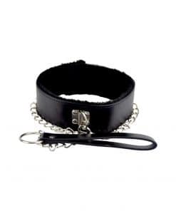 Bound to Please Furry Collar with Leash Black