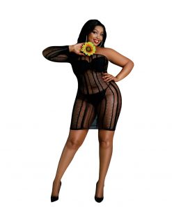 Moonlight Black Stripe Mini Dress Plus Size