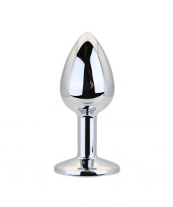 Toosh Silver Metal Butt Plug Small Clear Stone