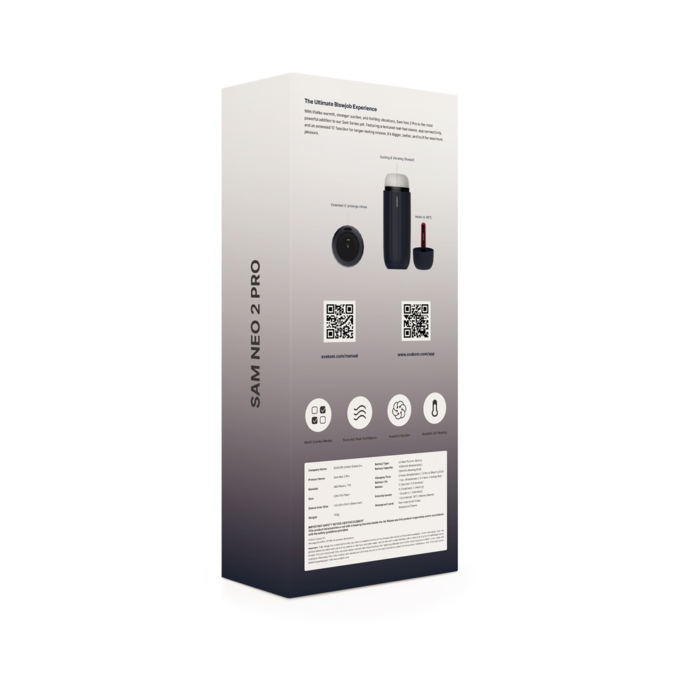 Svakom Sam Neo 2 Pro Interactive Heating, Sucking and Vibrating Masturbator