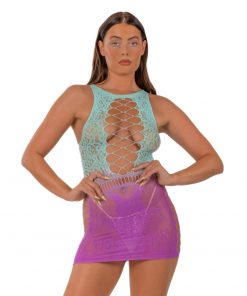 Lace by LJ Ombre Faux Lace Up Mini Dress